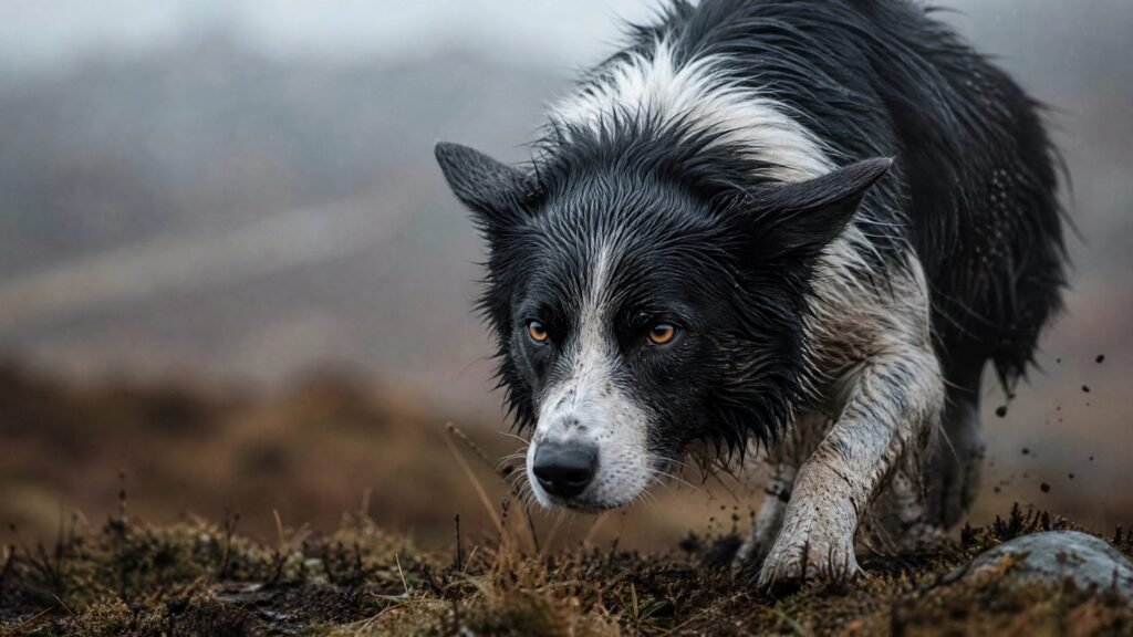 Perro activo y saludable en la naturaleza, reflejo de la vitalidad que proporciona una dieta evolutiva, biológicamente apropiada y libre de ultraprocesados.